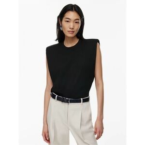 Aritzia Babaton Black Muscle Tee Sleeveless with  Shoulder Pads